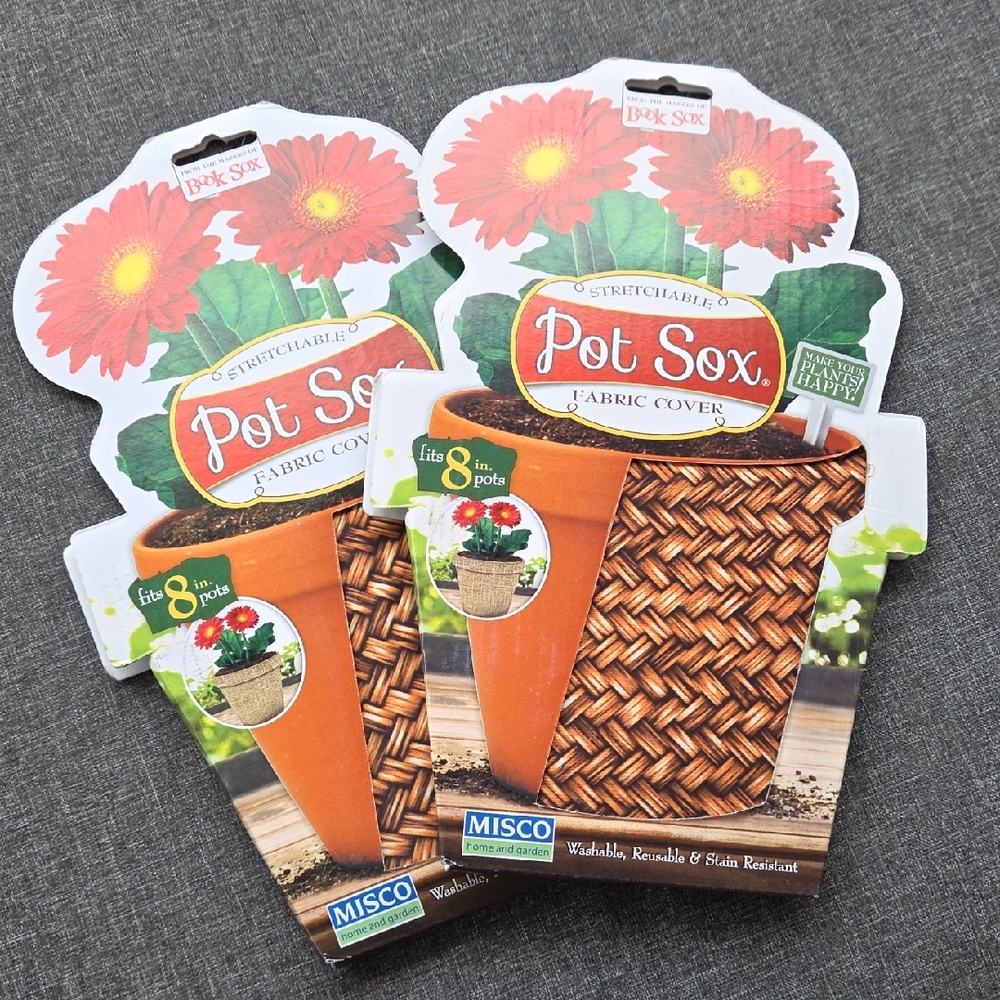Pot Sox Stretchable Fabric Pot Cover in Orange & Brown